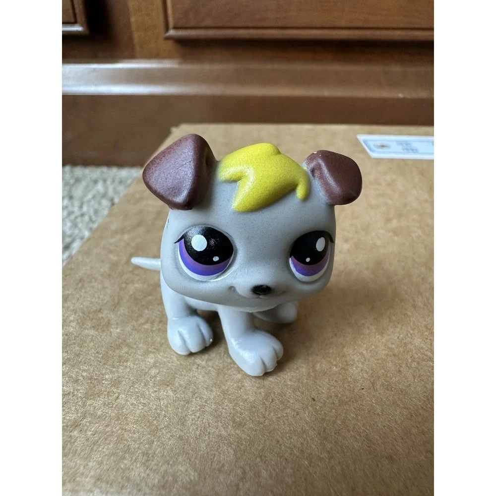 Littlest Pet Shop Puppy Gray With Yellow Hair Brown Ears